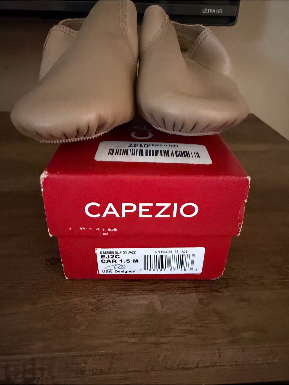 Capezio Kids Slip-On Jazz Shoes in Caramel Tan